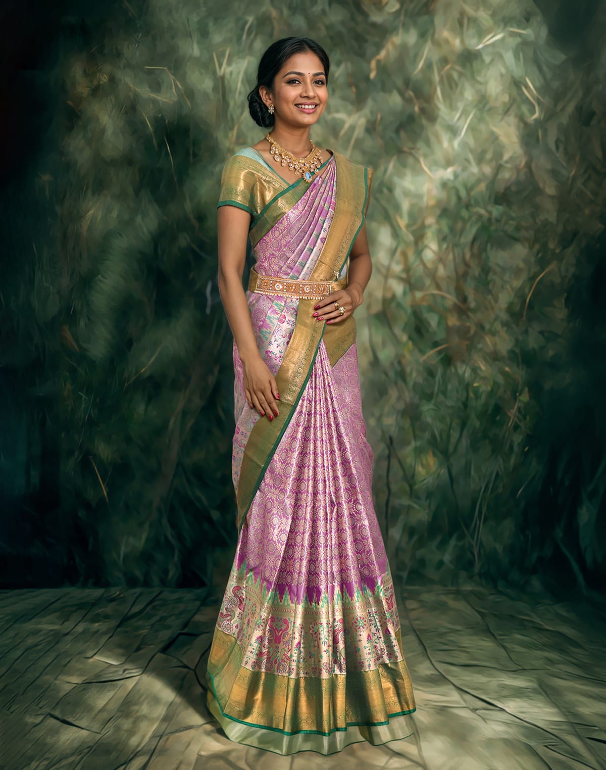 Collection of Light Purple Tissue Silk Saree with Jaal design in a gallery layout