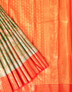 Collection of Light Green Tissue Floral Jaal Weaving Silk Saree in a gallery layout