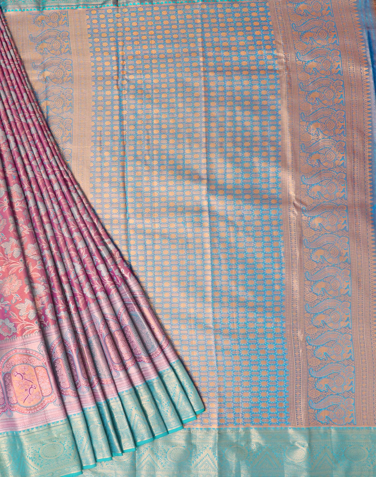 Violet Floral Tissue Jaal Weaving Saree