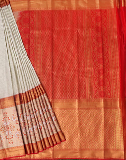 Collection of Off White all over Silver Brocade Contrast Border Saree in a gallery layout