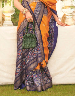 Collection of Light Mustard Patola weaving Saree in a gallery layout