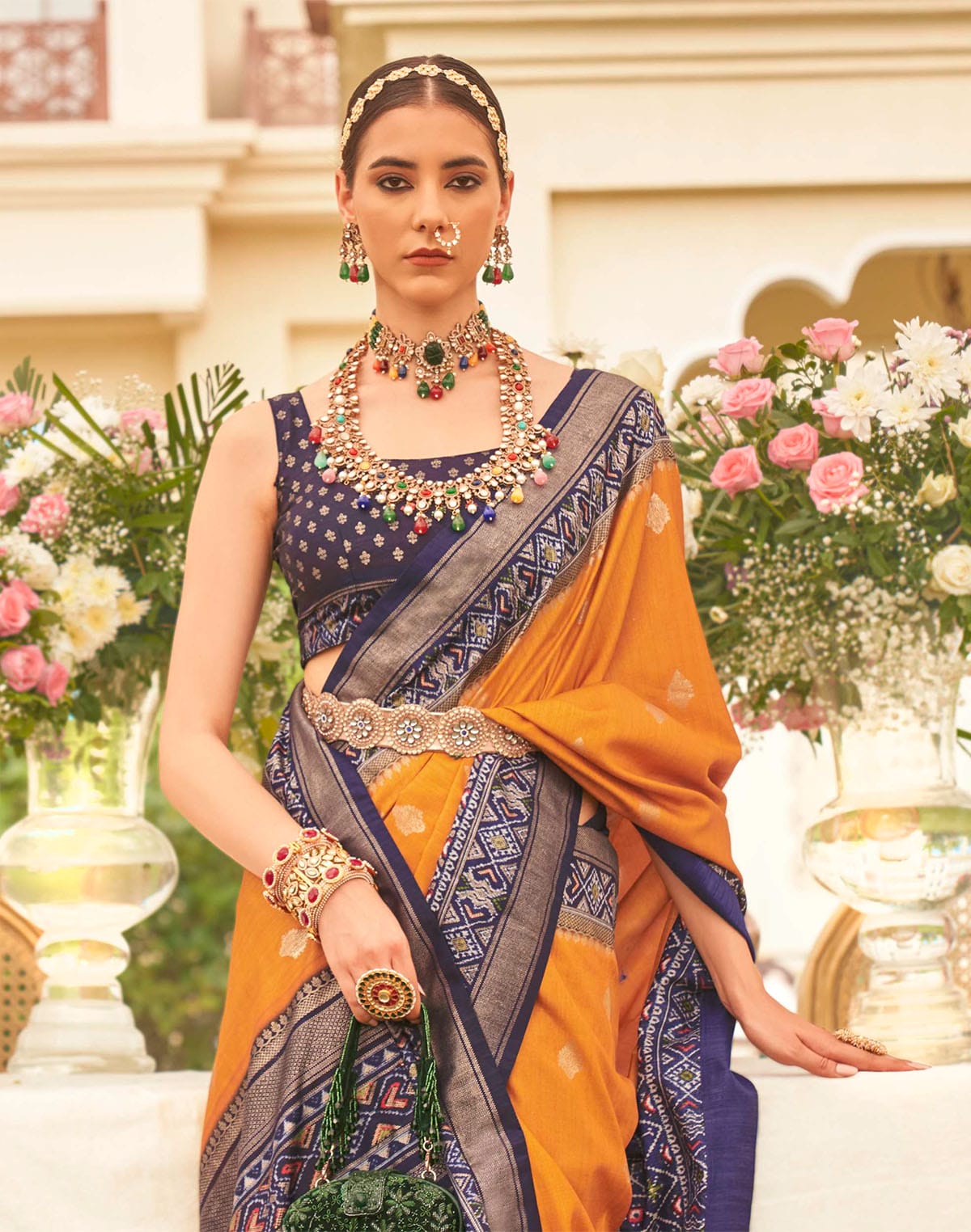 Light Mustard Patola weaving Saree