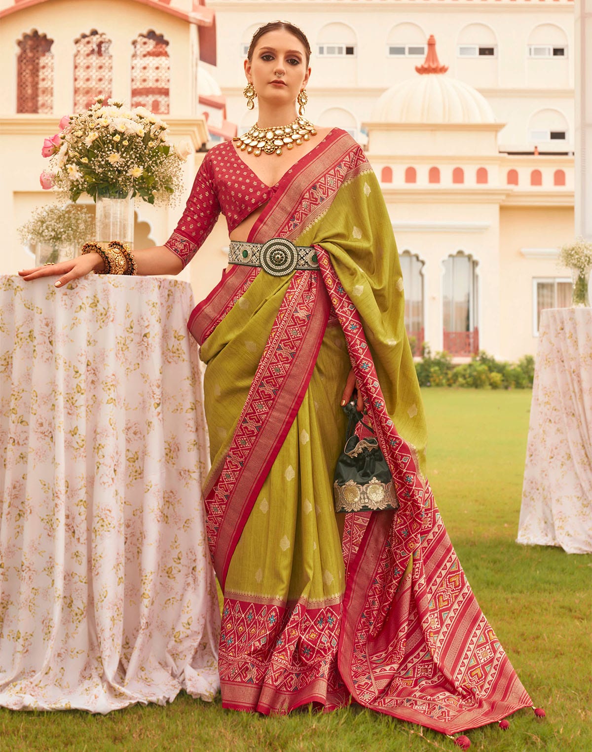 Mehendi Green Patola  Festive Wear Saree