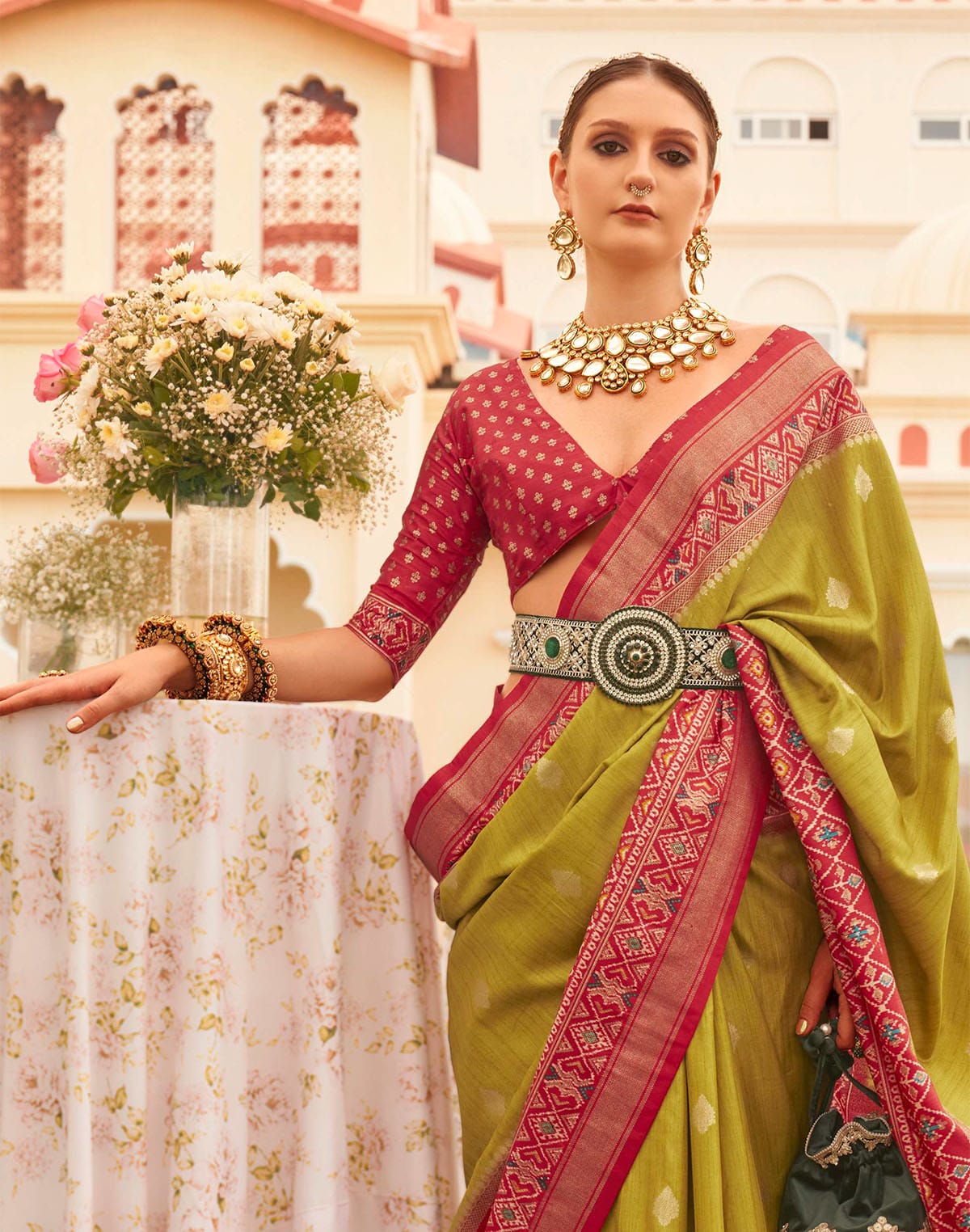 Mehendi Green Patola  Festive Wear Saree