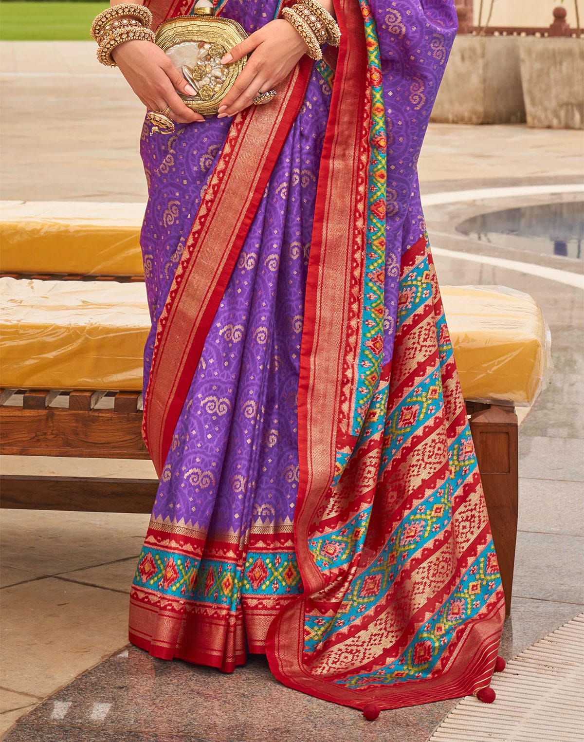 Lavender Patola Silk Contrast Saree