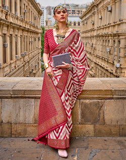 Collection of Red Patola Silk Designer Saree in a gallery layout