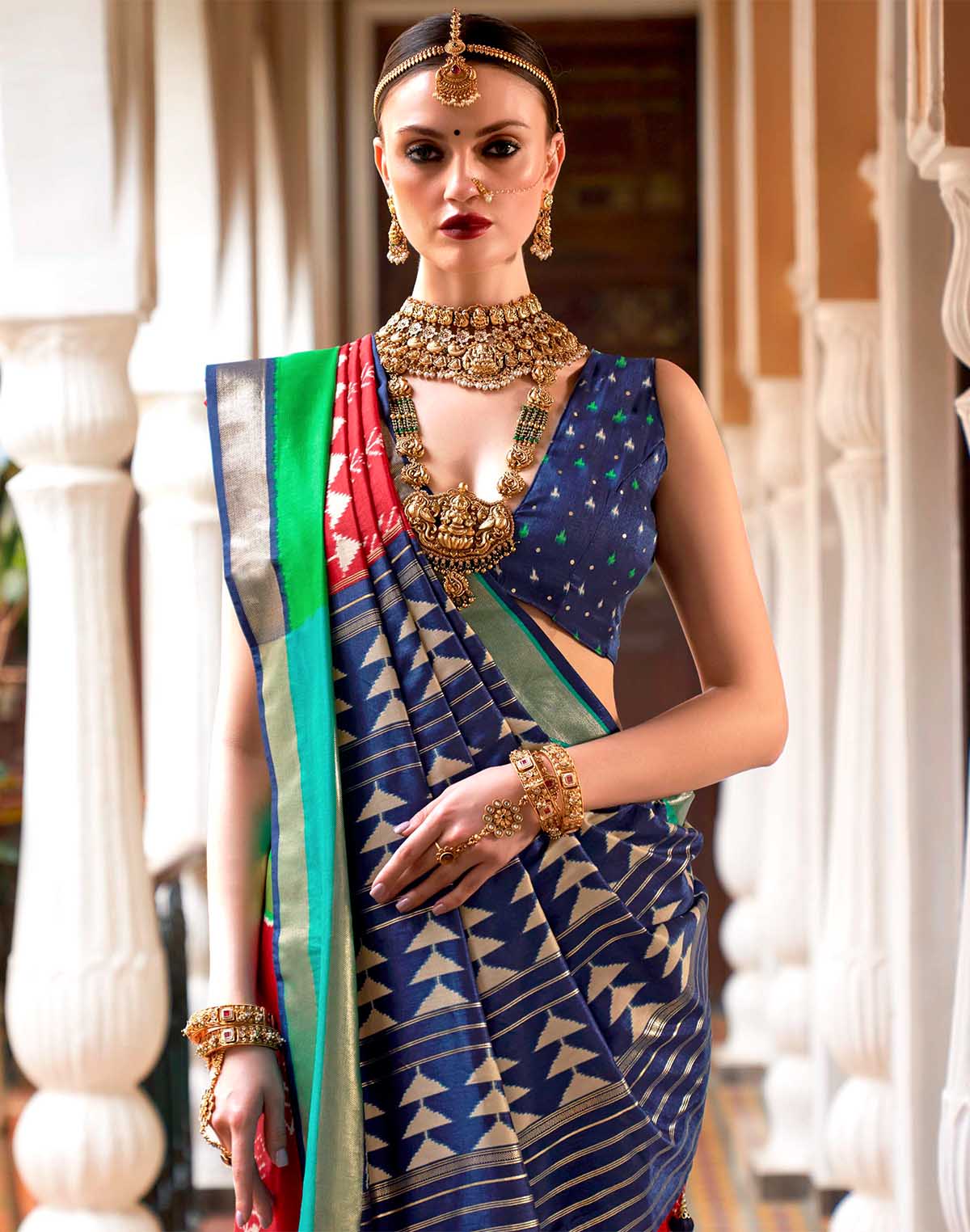 Collection of Red Coloured Patola Silk Saree in a gallery layout