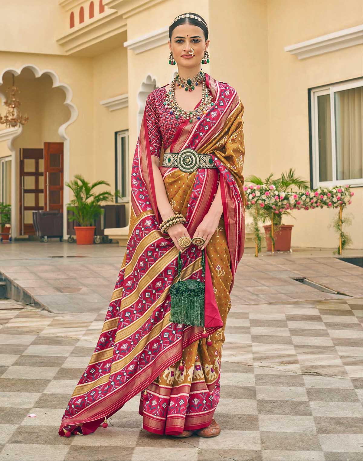 Light Mustard Palkhi Patola Fancy Saree