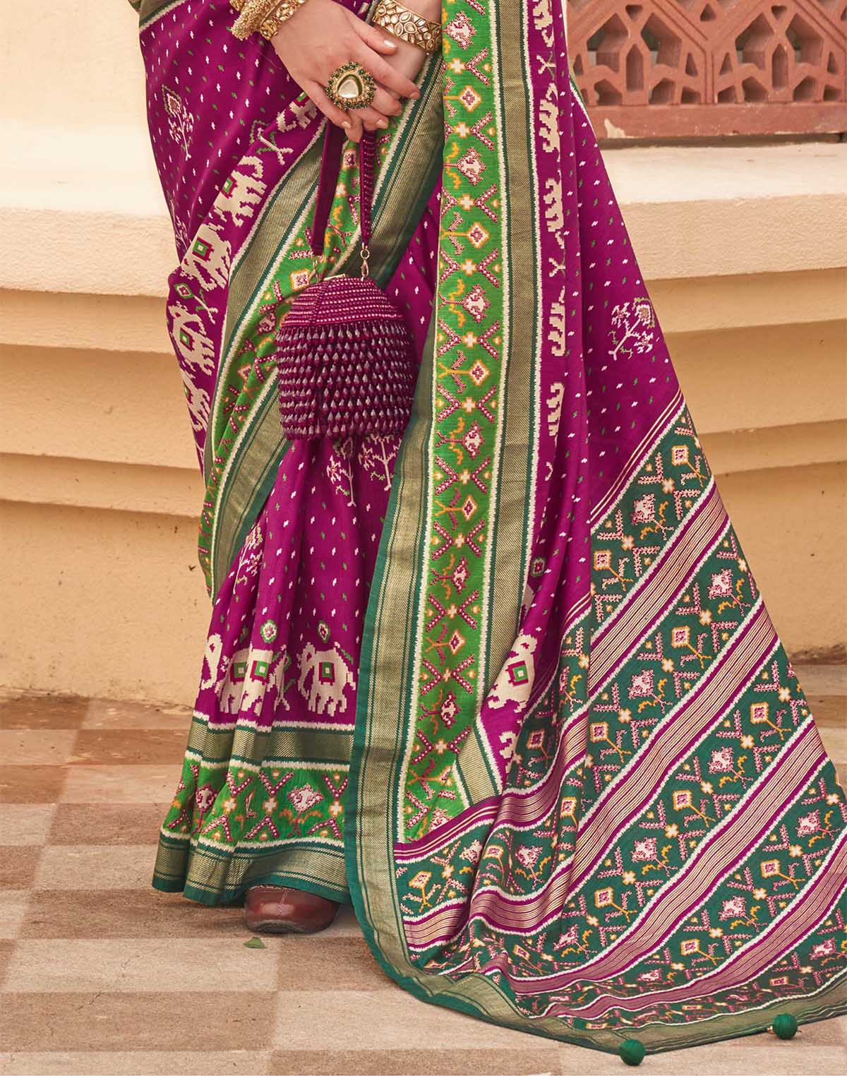 Wine Colour Patola Saree