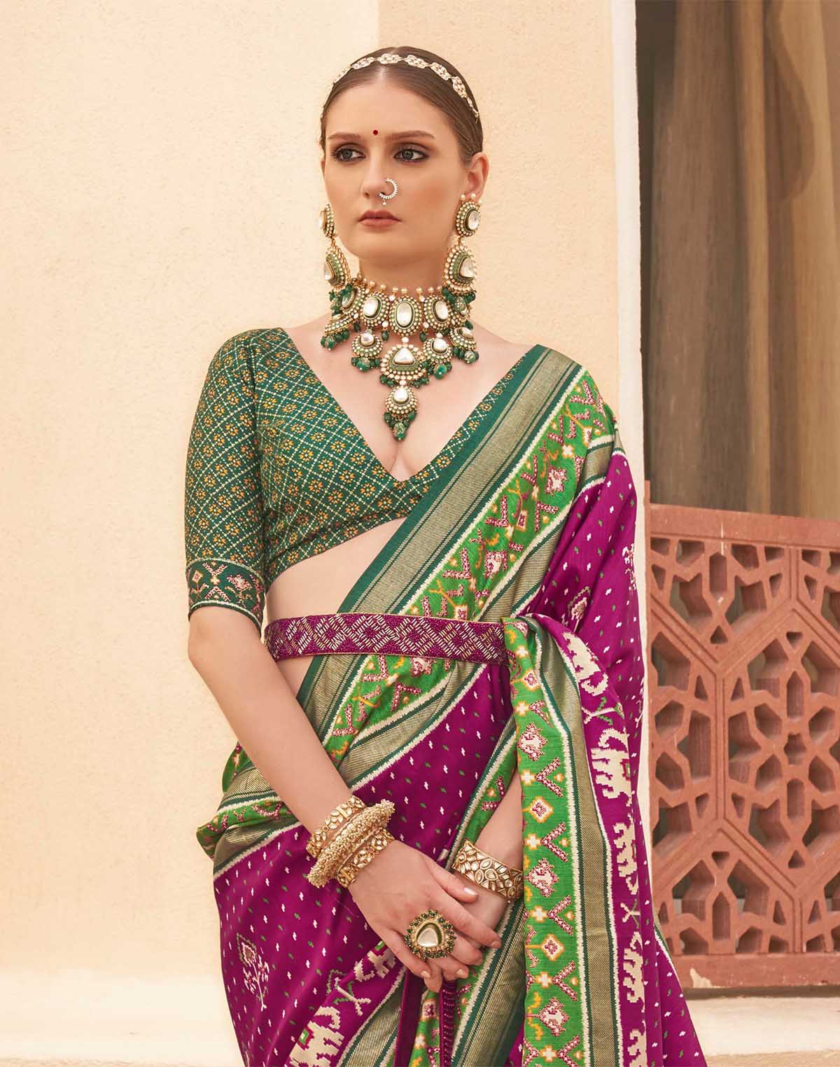 Wine Colour Patola Saree