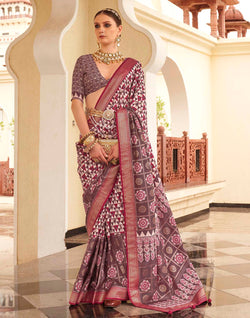 Collection of Alluring Maroon Soft Silk Saree in a gallery layout