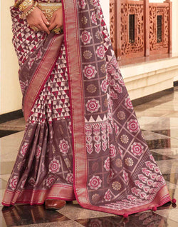 Collection of Alluring Maroon Soft Silk Saree in a gallery layout