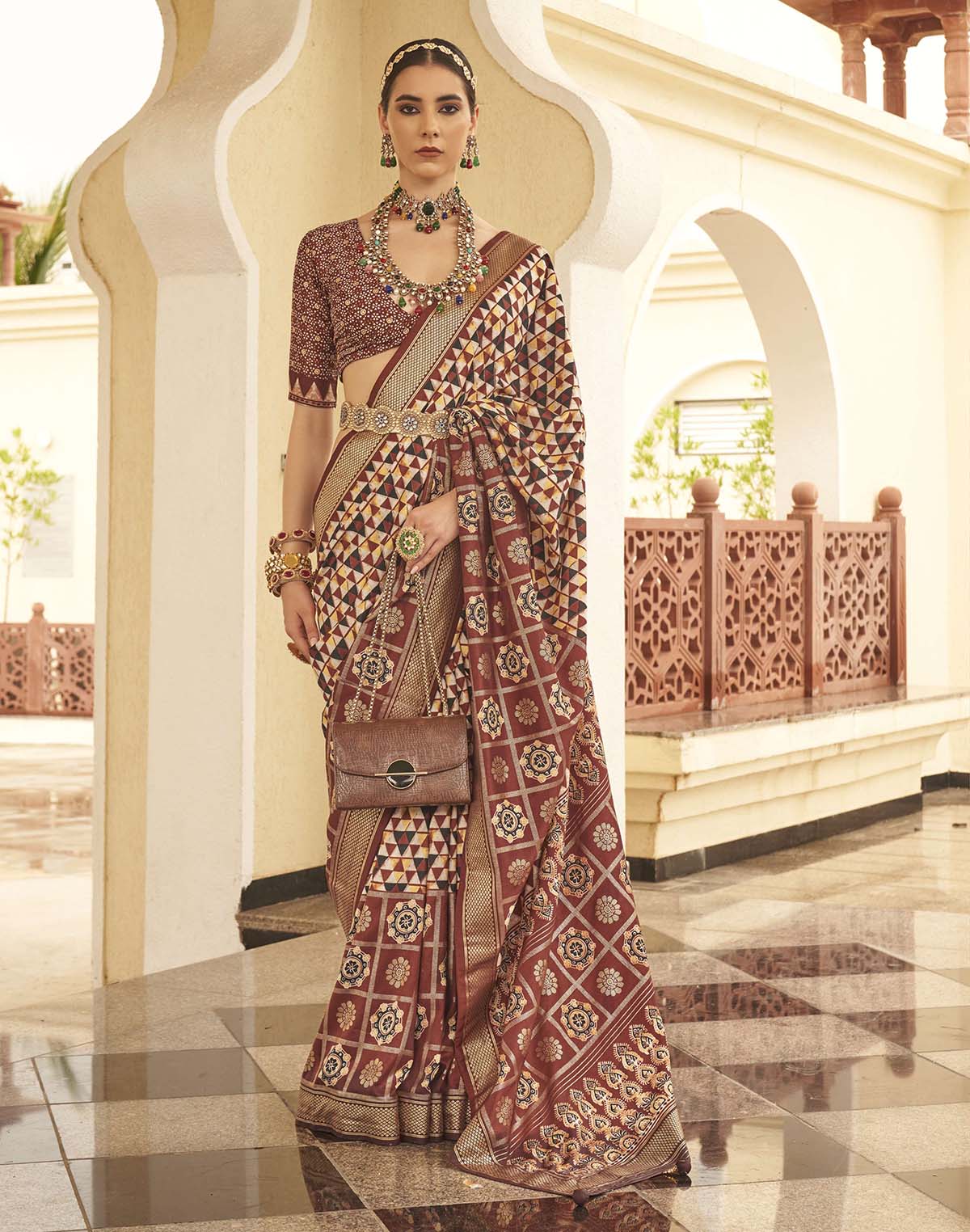 Brown Colored Soft Silk Saree