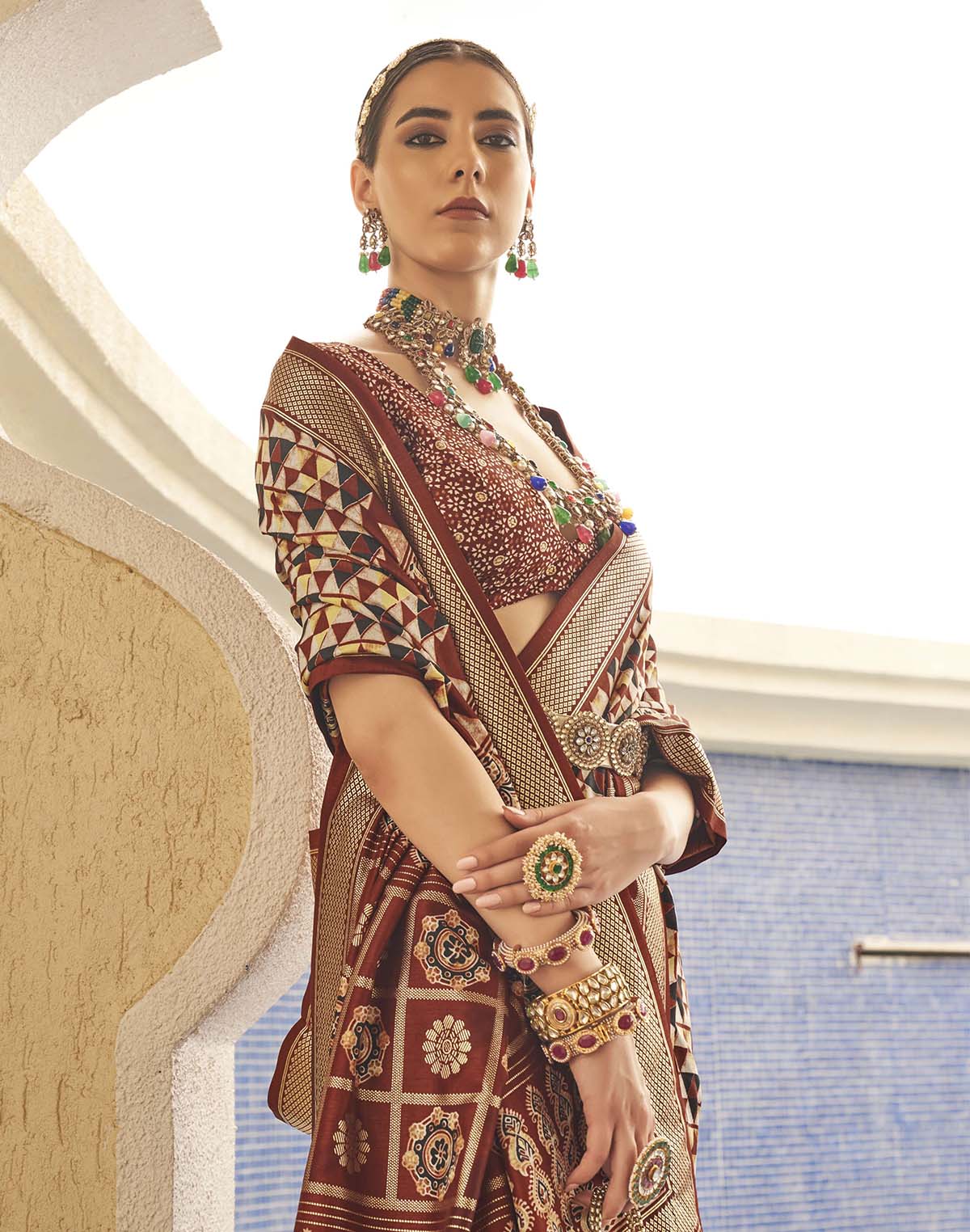 Collection of Brown Colored Soft Silk Saree in a gallery layout