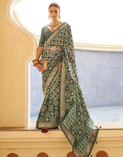 Collection of Attractive Dark Green Soft Silk Saree in a gallery layout