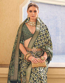 Collection of Attractive Dark Green Soft Silk Saree in a gallery layout