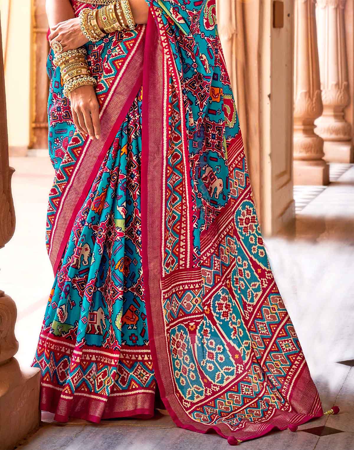 Matisse Blue Patola Woven Design Saree