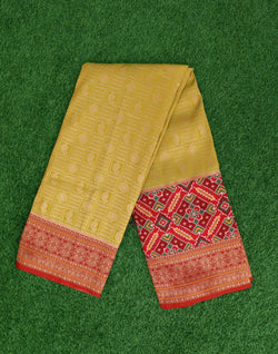 Collection of Mehendi Green Woven design Pochampally Border Saree in a gallery layout