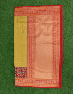 Collection of Mehendi Green Woven design Pochampally Border Saree in a gallery layout