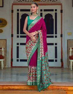 Collection of Patola Silk Magenta Saree in a gallery layout