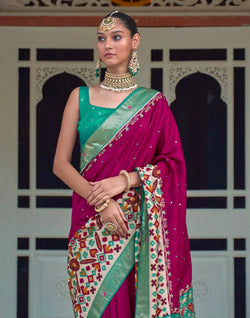 Collection of Patola Silk Magenta Saree in a gallery layout