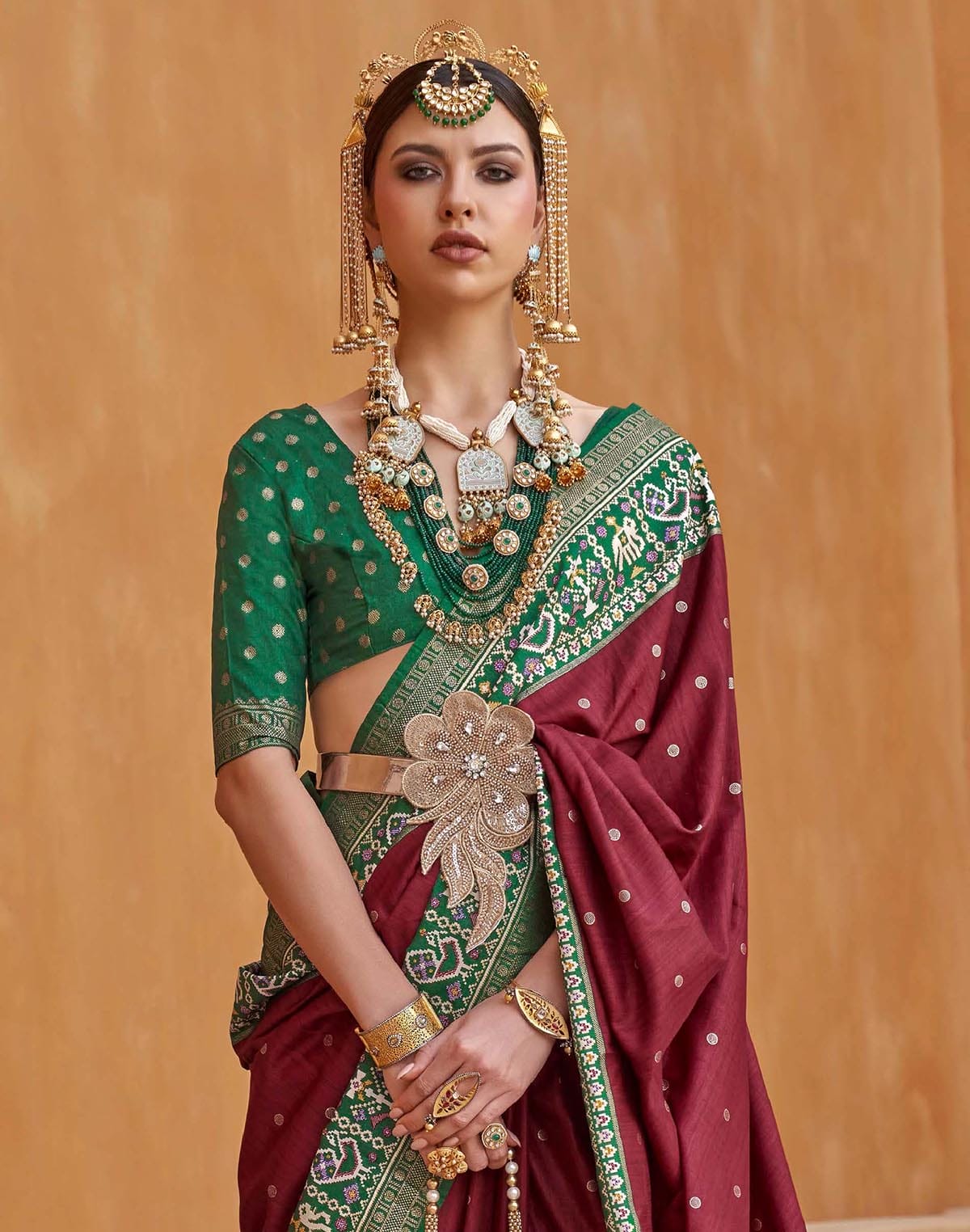 Maroon Coloured Patola Saree