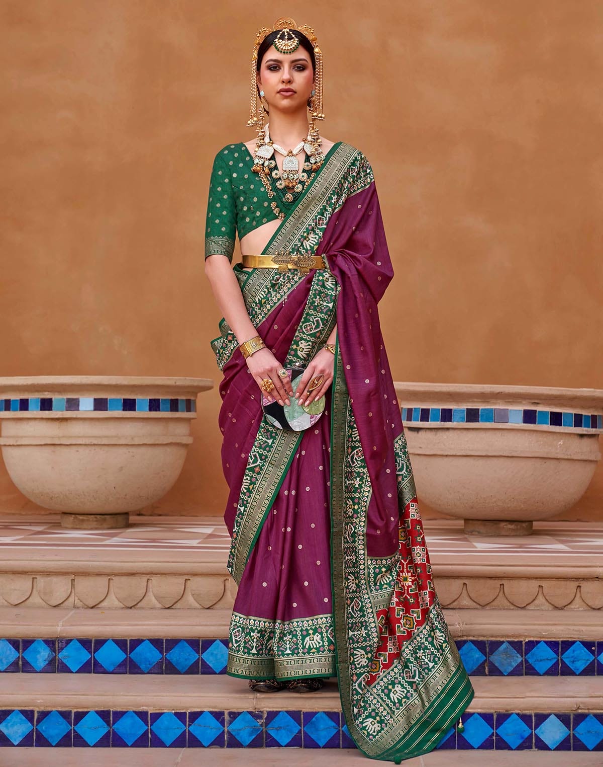 Classic Brown Patola Designer Silk Saree