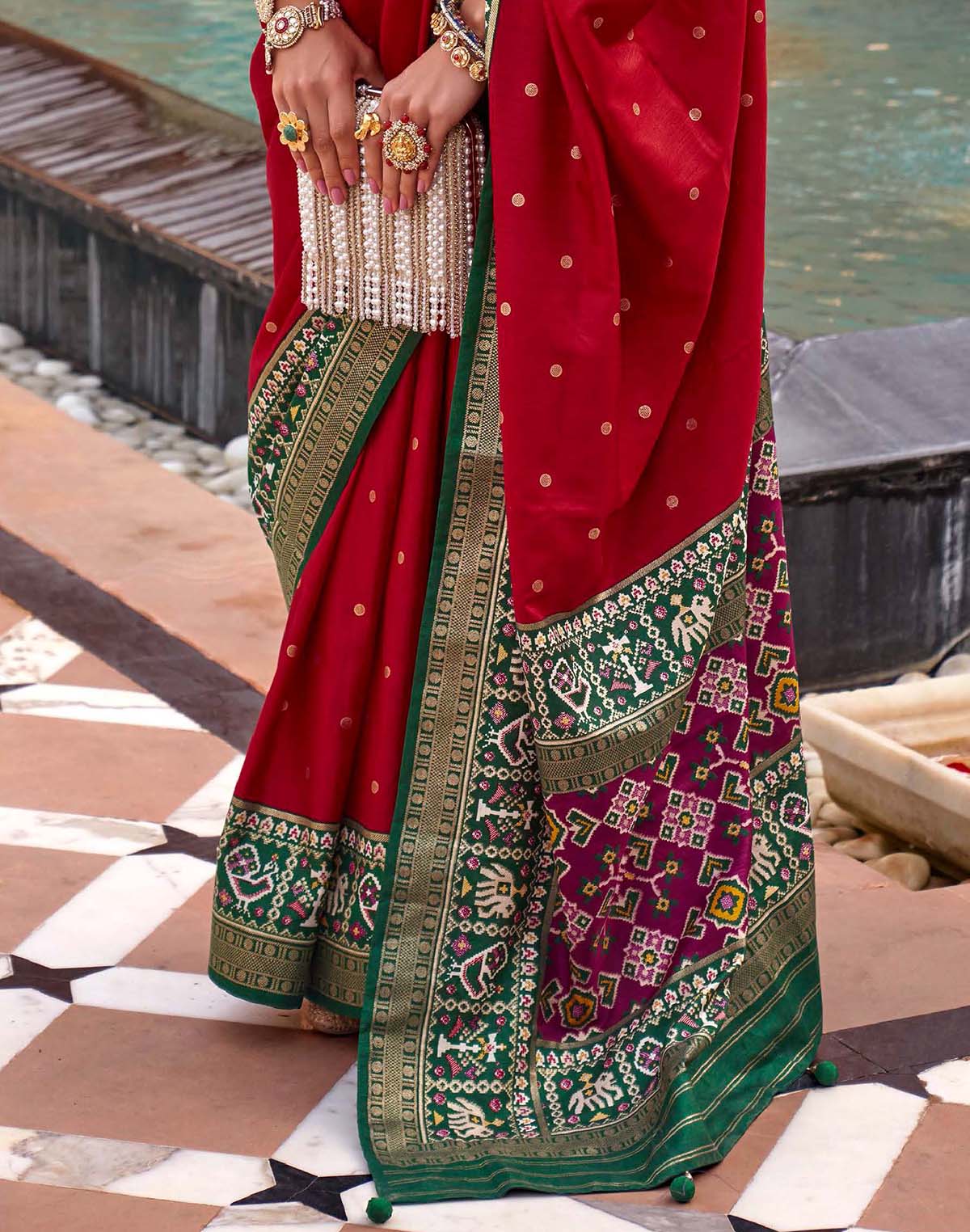 Red Woven design Patola Silk Saree