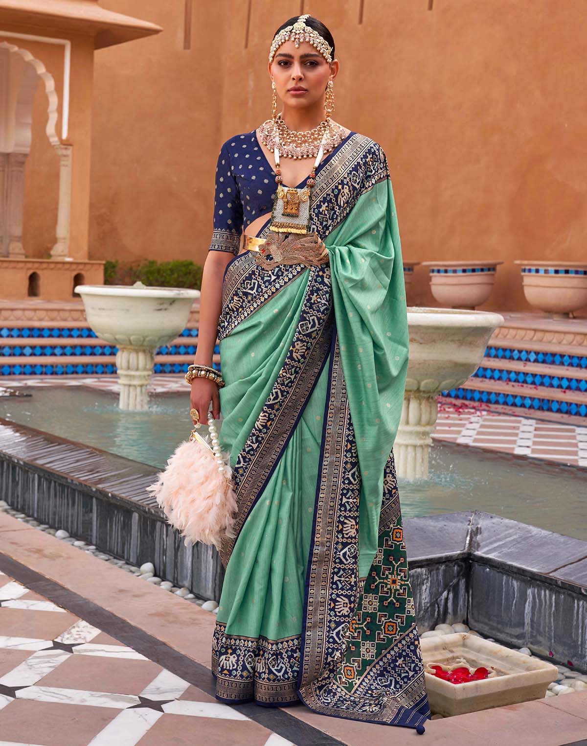 Patola Silk Light Green Saree