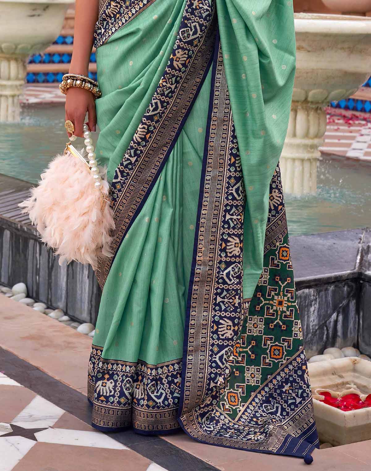 Patola Silk Light Green Saree