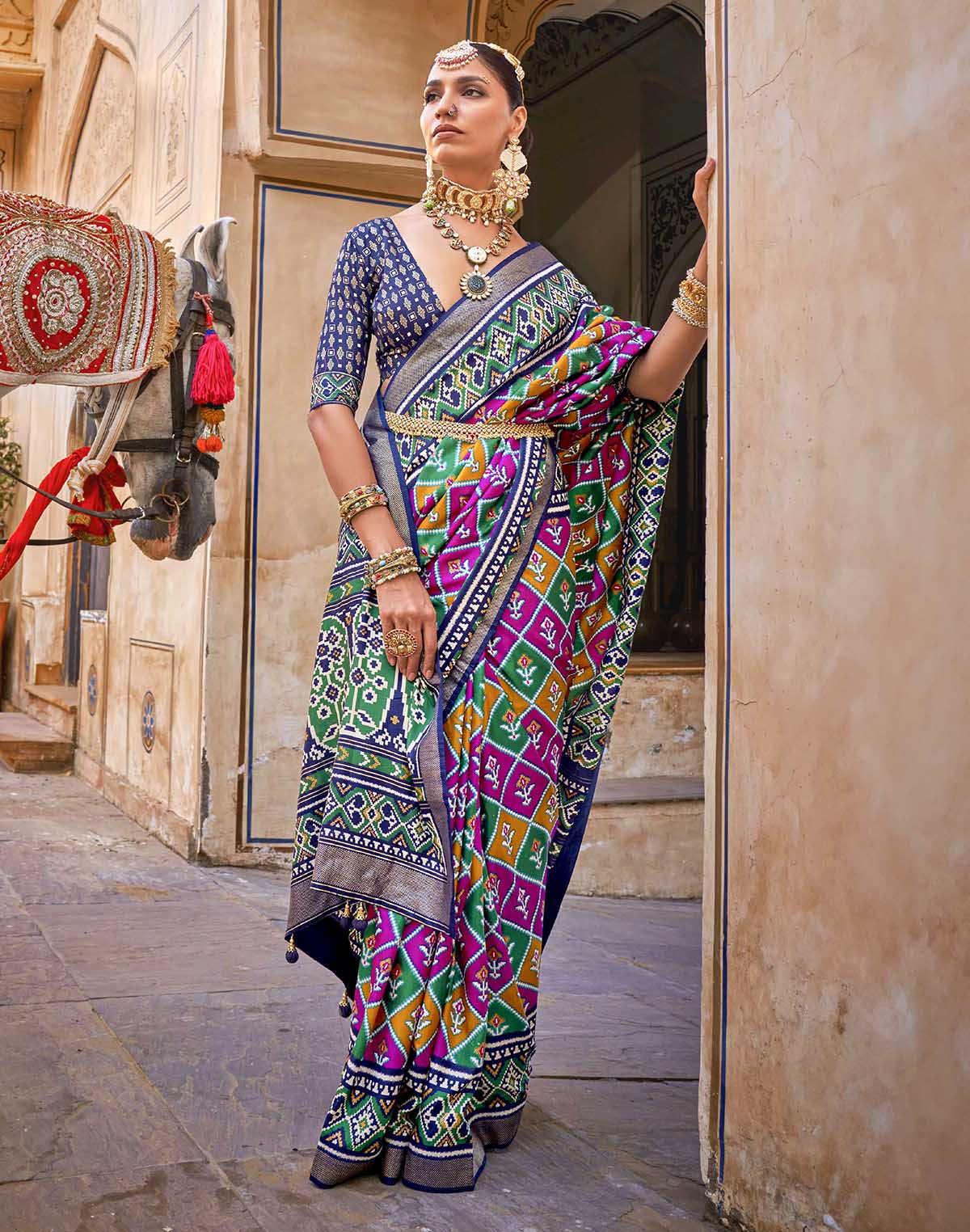 Traditional Pink Colour Patola Silk Saree