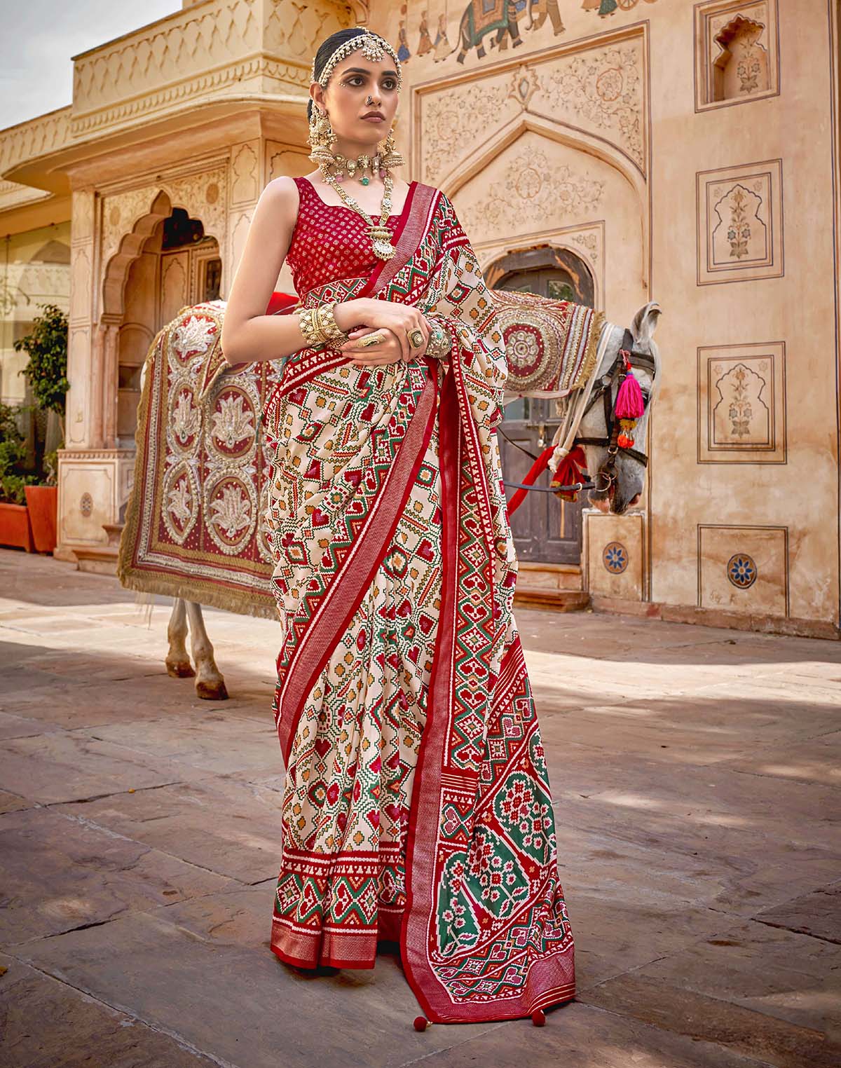 Collection of Patola Silk Ikat Saree in a gallery layout