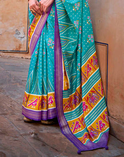 Collection of Patola Silk Saree with Violet Blouse in a gallery layout