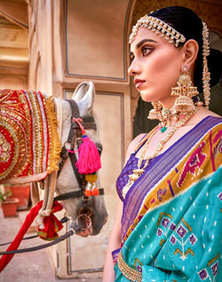 Collection of Patola Silk Saree with Violet Blouse in a gallery layout