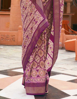 Collection of Purple Ikat Pochampally Designer Saree in a gallery layout