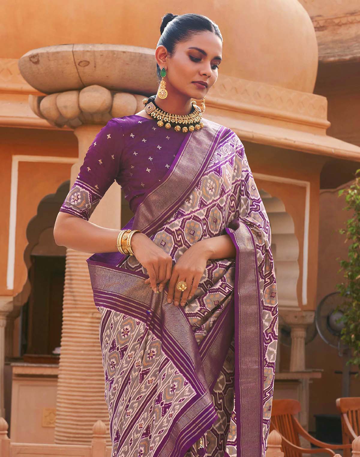 Purple Ikat Pochampally Designer Saree