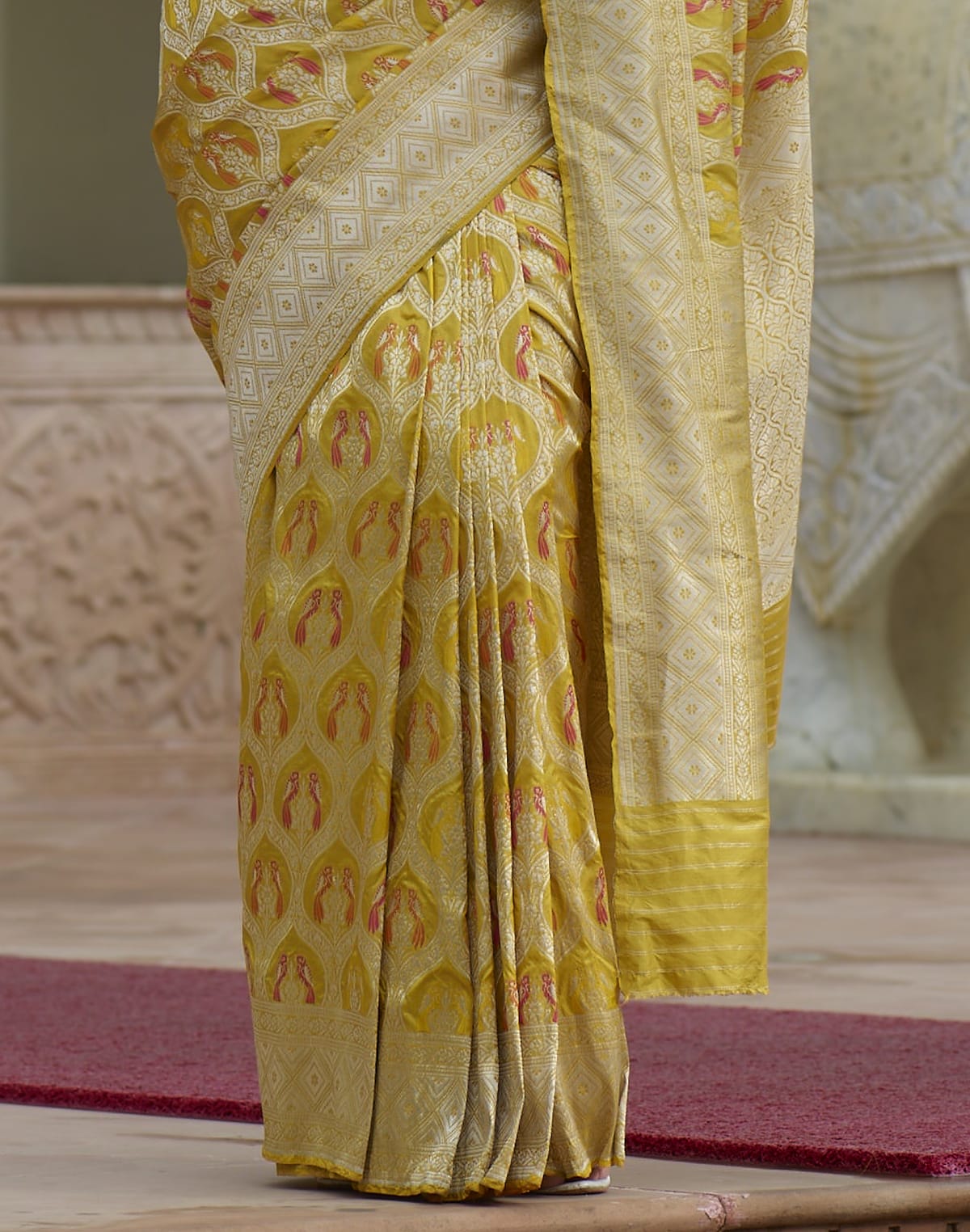 Bright Yellow Coloured Pure Kataan Banaras Saree