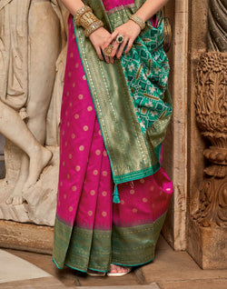 Collection of Trendy Pink Coloured Banaras Patola Saree in a gallery layout