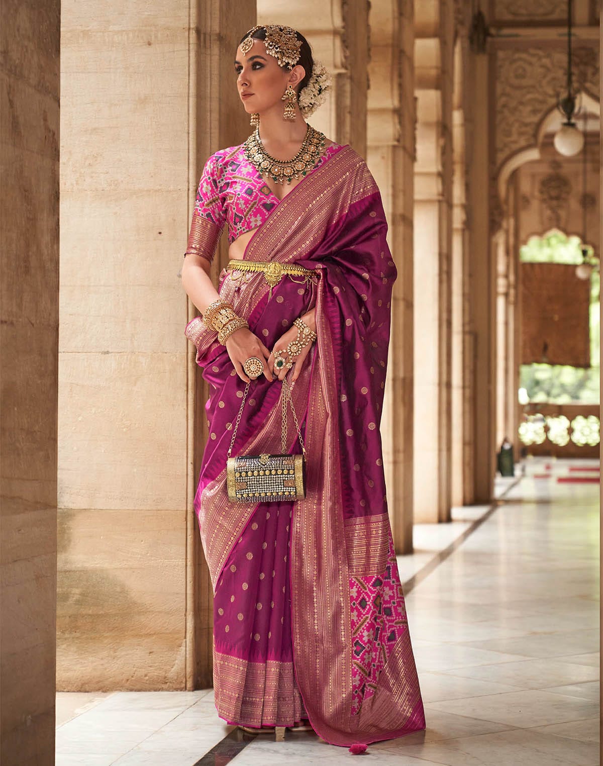 Collection of Light Purple Banaras Patola Saree in a gallery layout