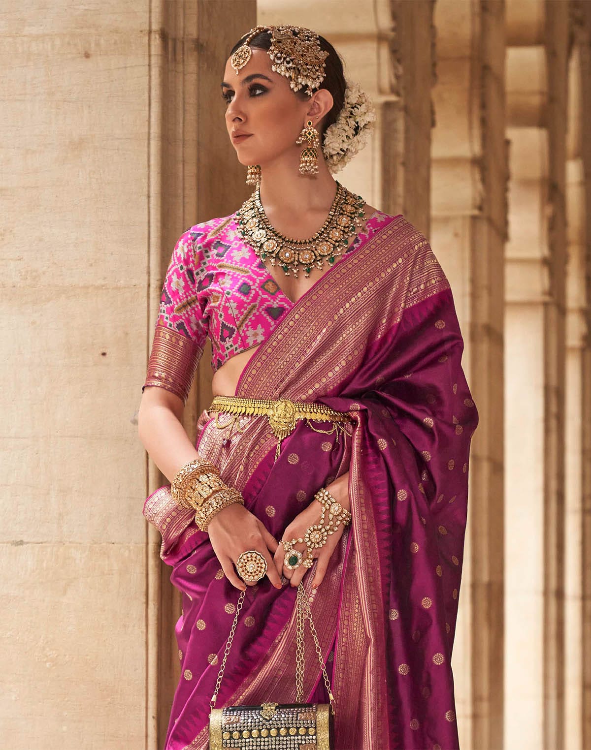 Collection of Light Purple Banaras Patola Saree in a gallery layout