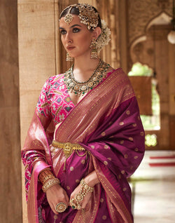 Collection of Light Purple Banaras Patola Saree in a gallery layout