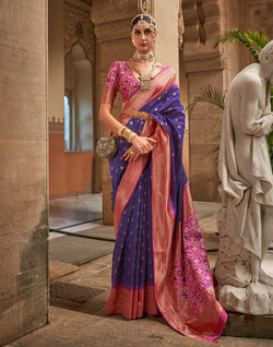 Collection of Royal Blue Butta Banaras Patola Saree in a gallery layout