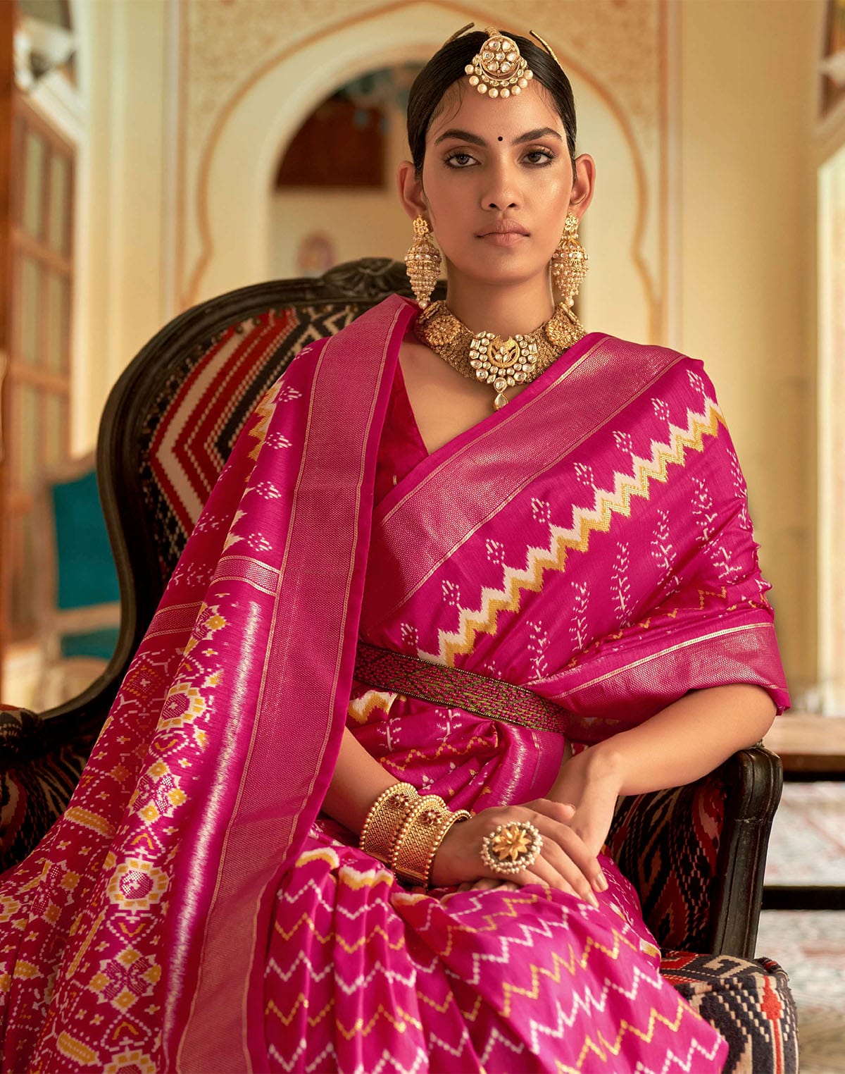 Dazzling Magenta Patola Silk Saree