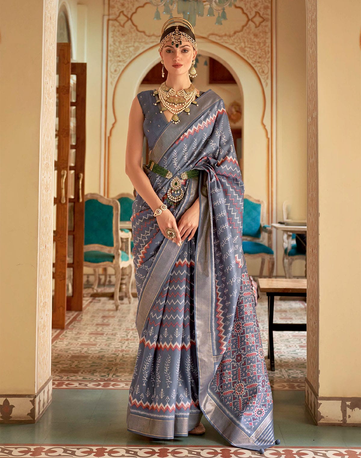 Collection of Grey Coloured Woven Patola Saree in a gallery layout