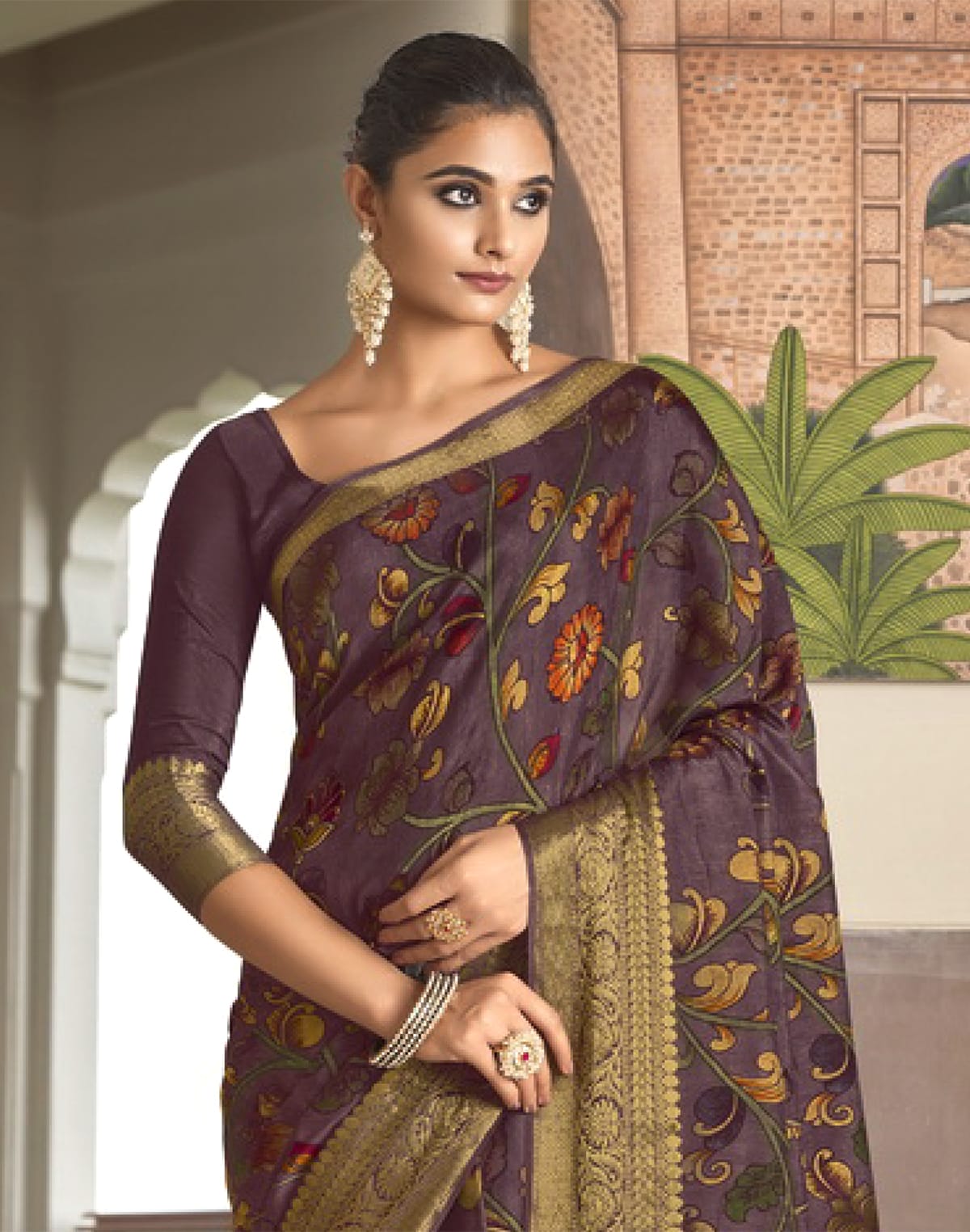 Collection of Soft Dola Silk and Kalamkari Printed work Saree in a gallery layout