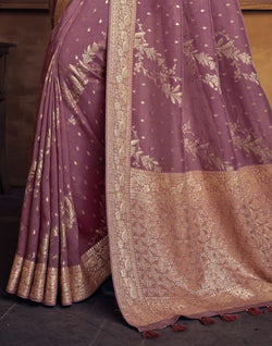 Collection of Light Brown Soft Dola Silk Saree with Embroidery work Blouse Piece in a gallery layout