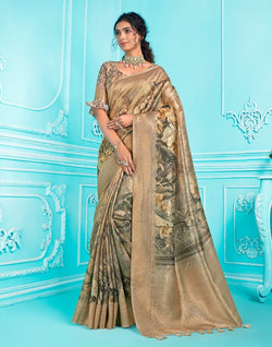 Collection of Digital Print with Zari weaving Organza Saree in a gallery layout