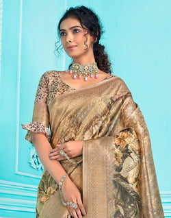 Collection of Digital Print with Zari weaving Organza Saree in a gallery layout