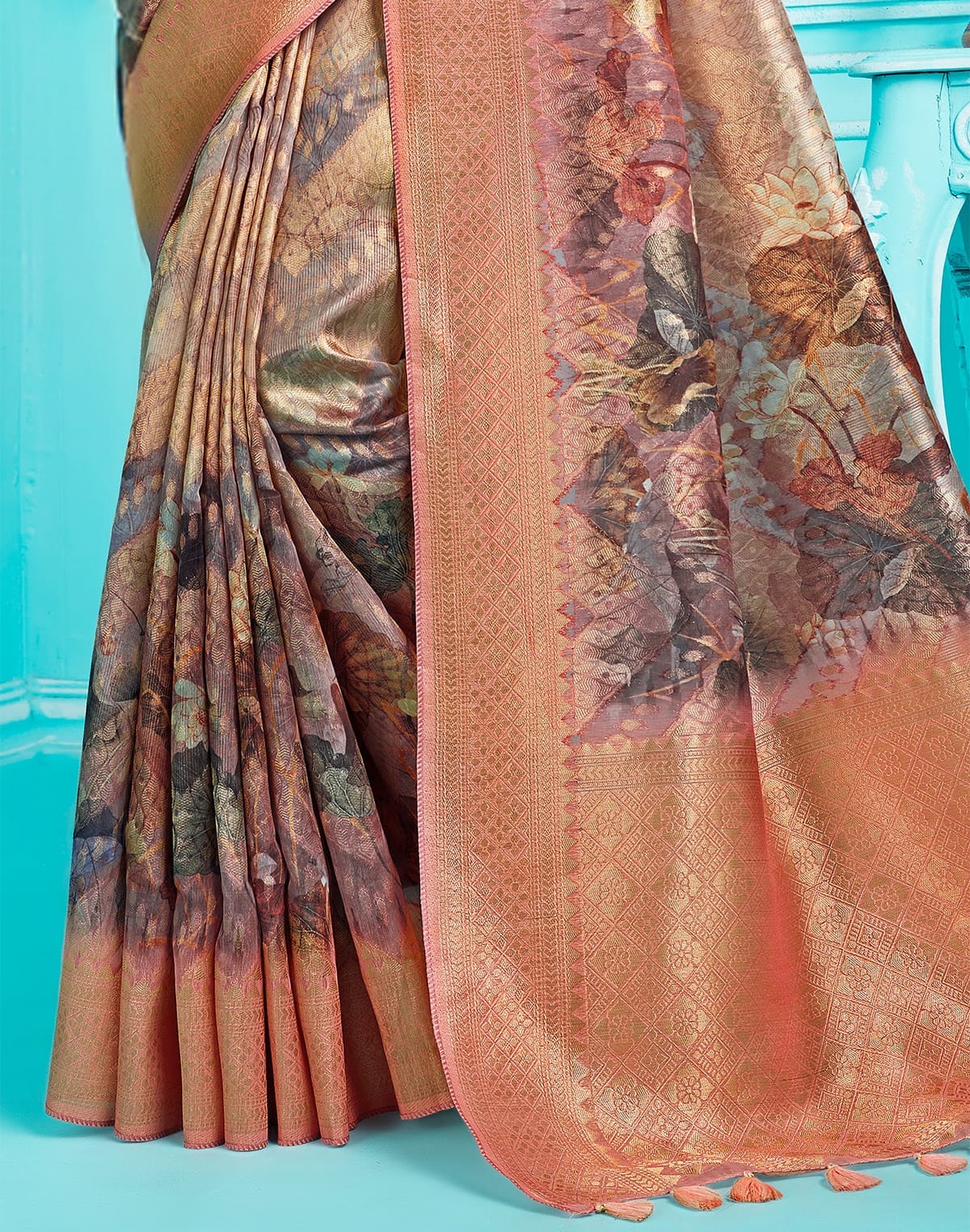 Elegant Organza with digital Floral print Saree