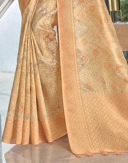 Collection of Elegant of Latest Gold Coloured Jute saree in a gallery layout